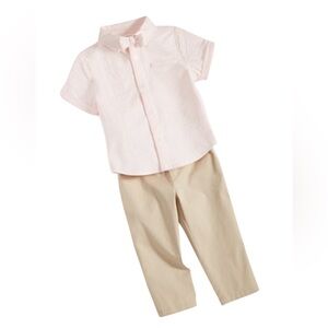 NWT First Impressions Baby Boys Button-Up Seersucker Shirt and Pants Set Classic